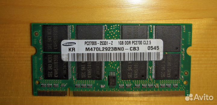 Оперативная память So-dimm DDR1 1Gb PC2700s 333MHz