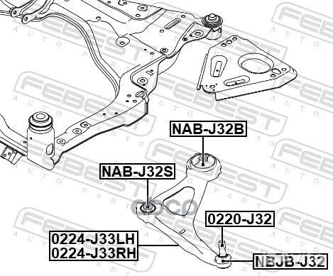Рычаг передний левый 0224J33LH Febest