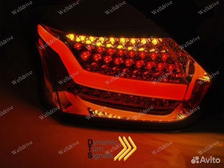 Фонари задние Ford Focus 3 15-18 HB SEQ LED хром