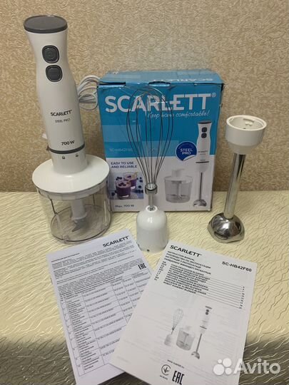 Погружной блендер Scarlett SC-HB42F60, белый