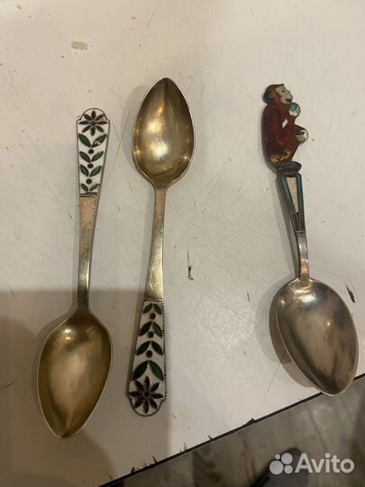 Ложка серебро эмаль СССР