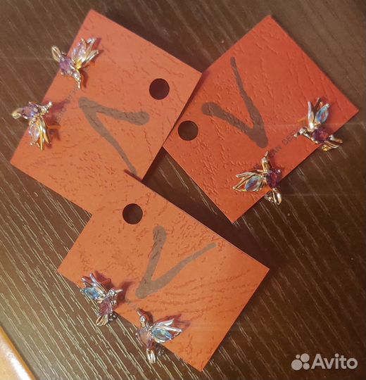 Серьги Птицы с цирконами