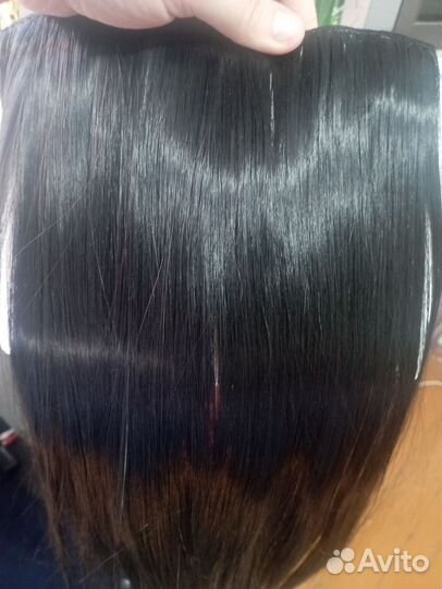 Волосы на заколках натуральные черные