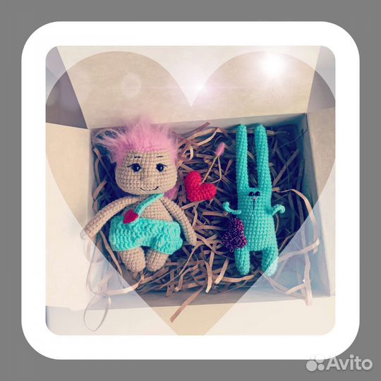 Мягкая игрушка зайчик сердце брелок