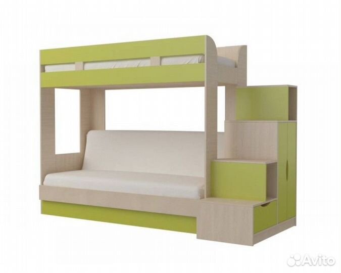 Кровать 2х ярусная с диваном и лесенкой комод