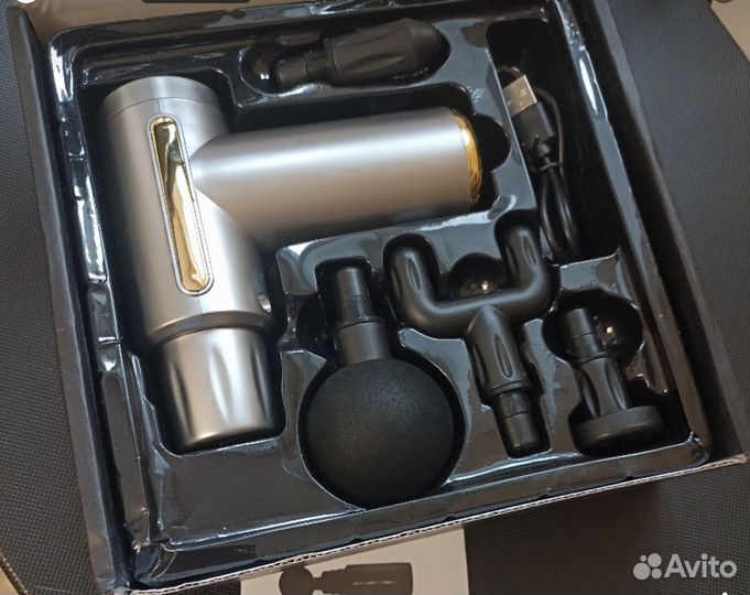 Новый перкуссионный массажёр 6 режимов, 4 насадки