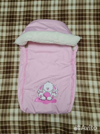 Меховой конверт в коляску+комбинезон утеплëнный