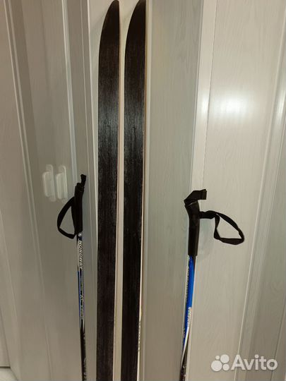 Лыжи беговые karhu 150 см + палки + ботинки р.35