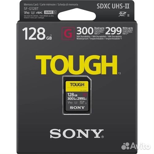 Защищенная карта Sony 128GB SF-G Tough sdxc 300MBs