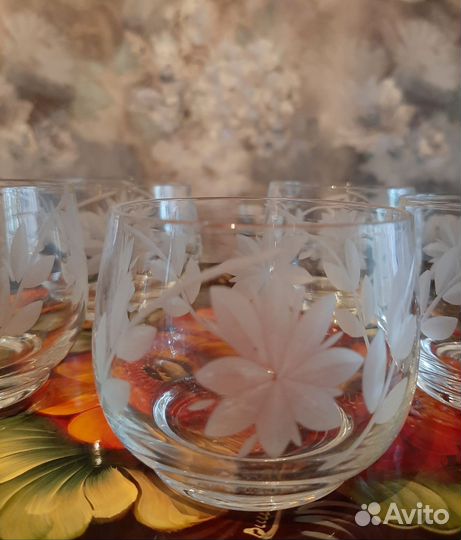 Набор уютных стопок, 100 мл.,5шт., стекло,винтаж