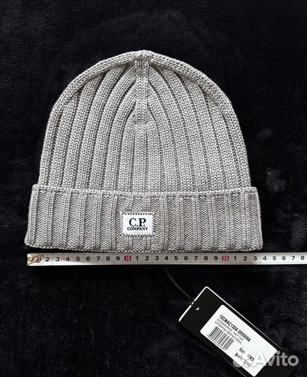Шапка C.P. Company Wool Logo Grey. Оригинал