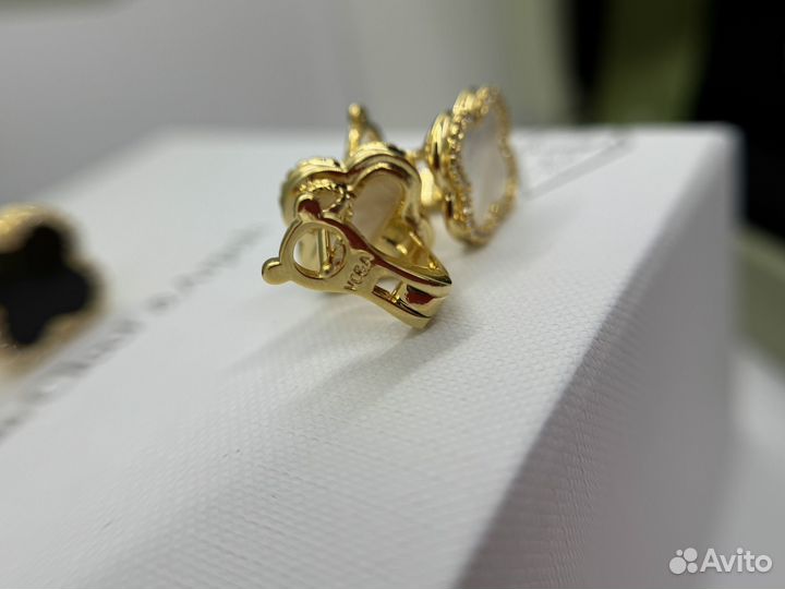 Серьги van cleef английский замок камни