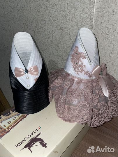 Свадебные украшения на бутылки