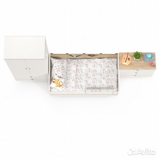 Детская мебель Эйп компоновка № 6, цвет белый/дуб белый, спальное место 800х1600 мм., без матраса