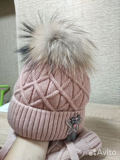 Шапка и снуд для девочки зима