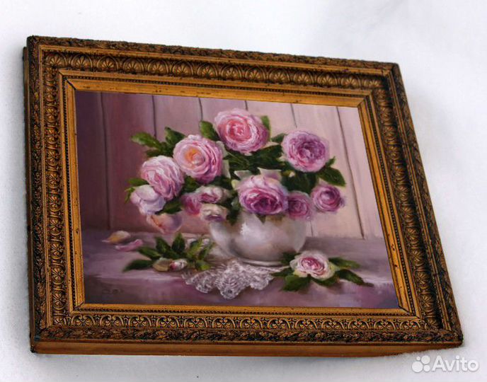 Картина маслом на холсте цветы Розы на заказ