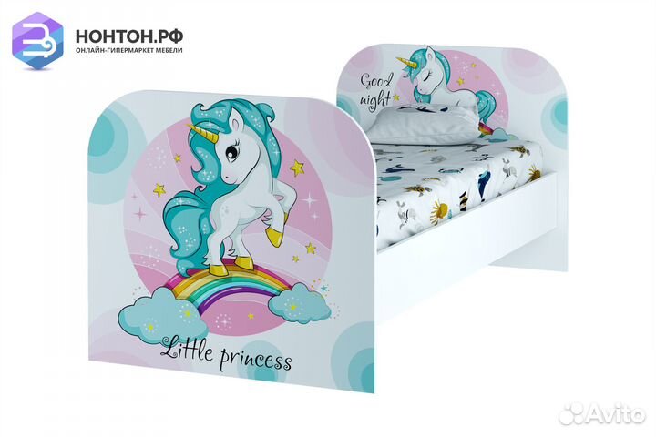 Кровать Тойс с принтом белая