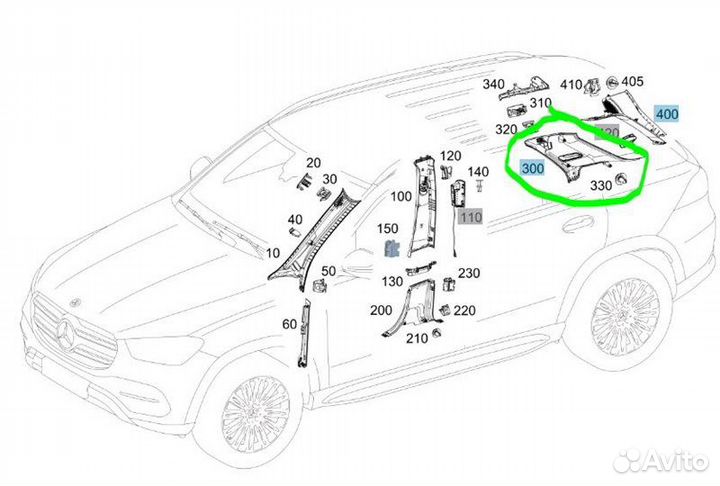 Обшивка стойки задняя левая Mercedes-Benz