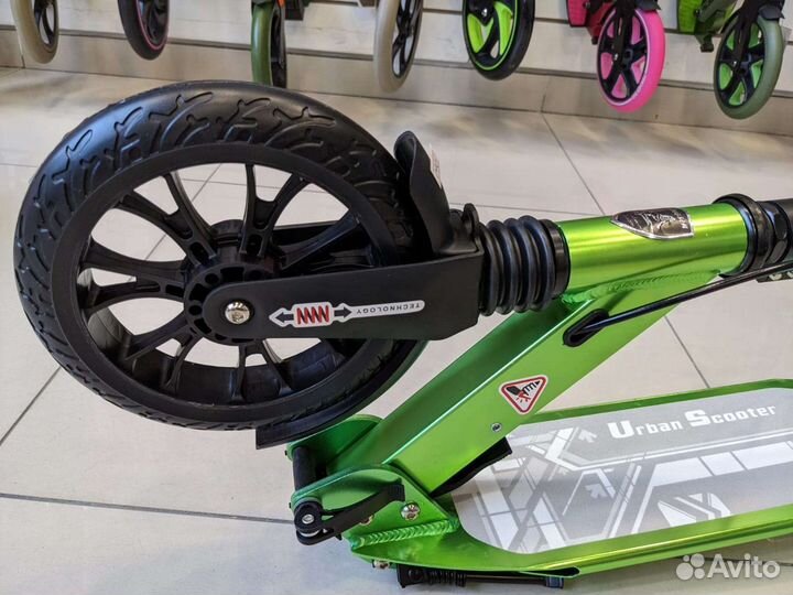 Самокат Urban Scooter с дисковым тормозом, зеленый