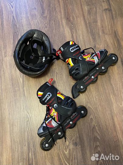Роликовые коньки Roces р.36-40, защита, шлем