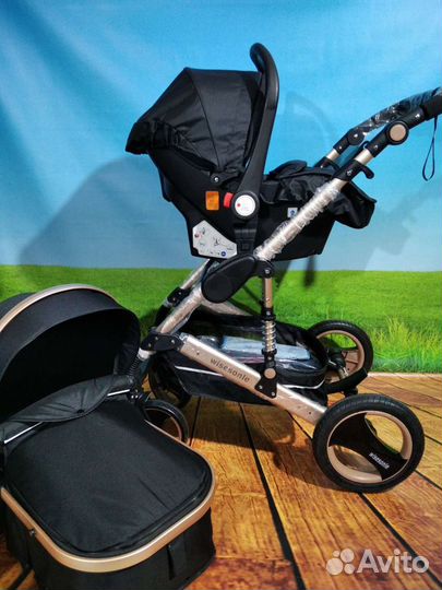 Новая коляска 2в1,3в1. Цвет чёрный. Трансформер