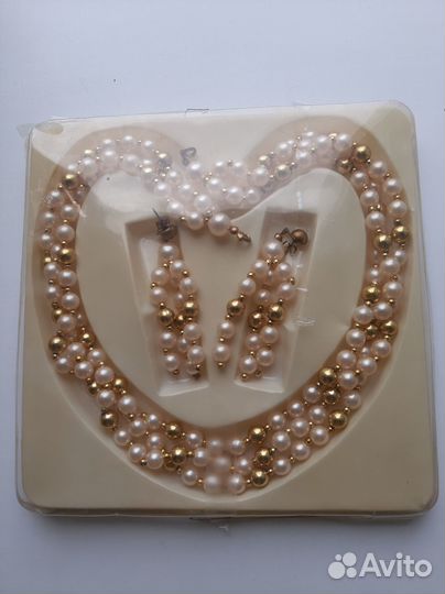 Винтаж ожерелье и серьги искусственный жемчуг