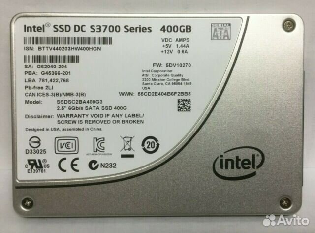 400GB S3710 SSD intel количество