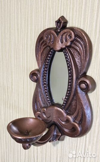 Подсвечник с зеркалом СССР Силумин