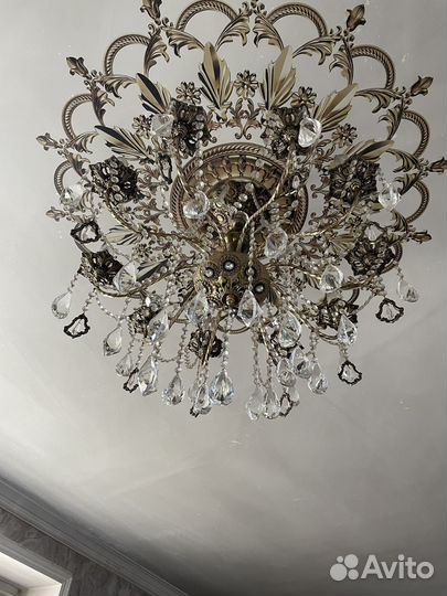 Люстра бронзовая, бельгийский хрусталь