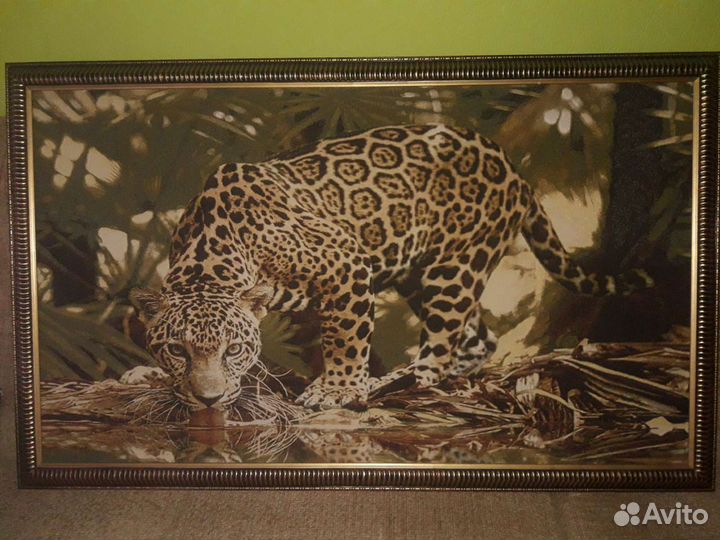 Картина гобелен в багете, Леопард