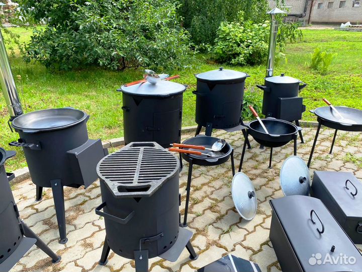 Казан чугунный, печь под казан, садж, шумовка