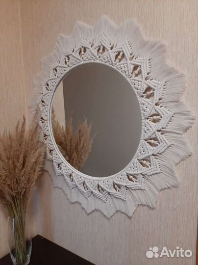 Зеркало макраме бохо