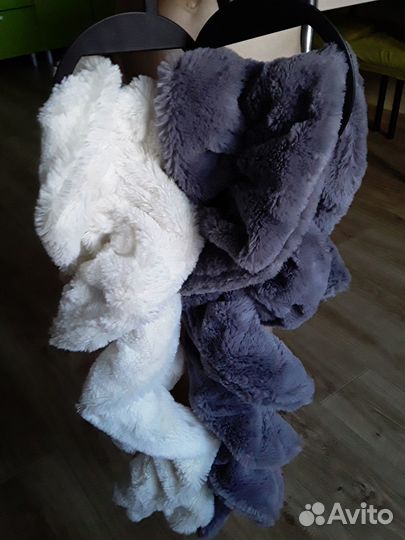Шарфик меховой искусств. мех белый,серый 2шт