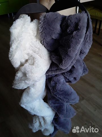 Шарфик меховой искусств. мех белый,серый 2шт