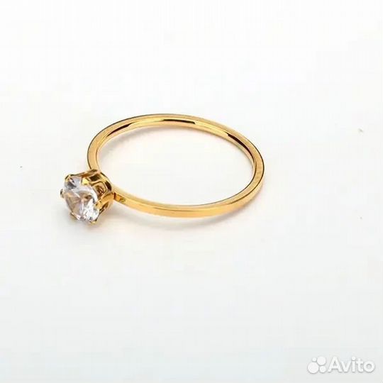 Кольцо стальное с напылением золотом и фианитами