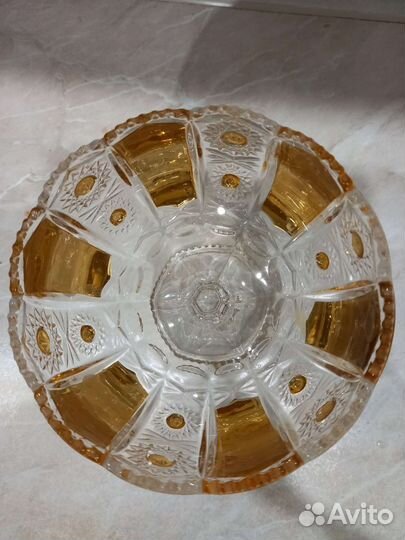 Ваза для конфет хрустальная с золотом Bohemia