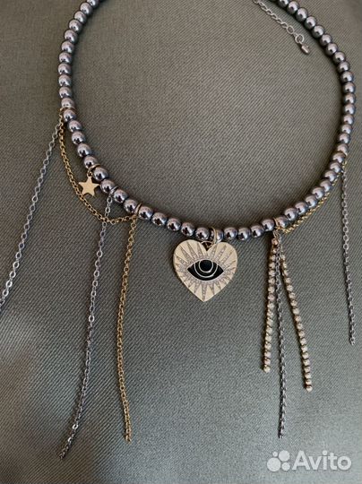 Колье чокер из гематита Poison Drop ручная работа