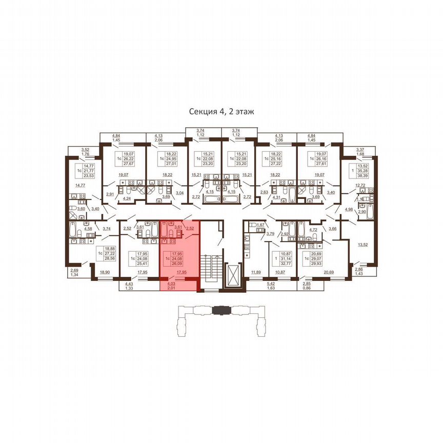Квартира-студия, 26,1 м², 2/6 эт.
