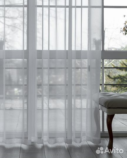 Тюль Вуаль белый готовый на окна пошив