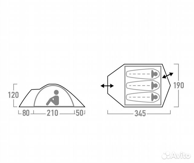 Новая палатка 3-местная Outventure Cadaques 3