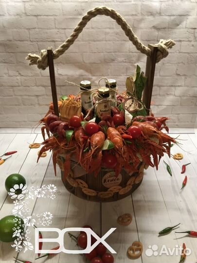 Кадка - ящик с веревочной ручкой для подарка