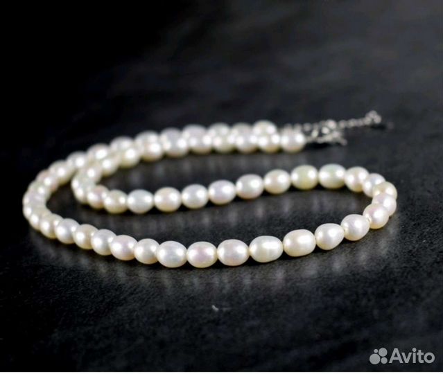 Белые жемчужные бусы натуральный жемчуг