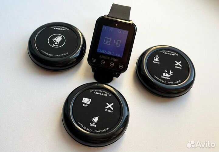 Кнопка вызова персонала/офцицианта Ультра и часы