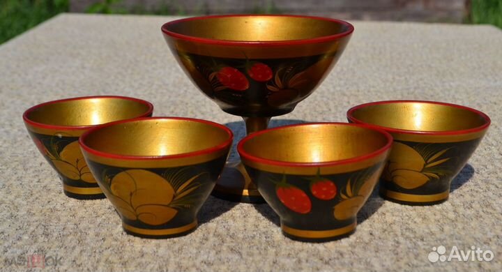 Набор деревянной посуды СССР Хохлома Винтаж