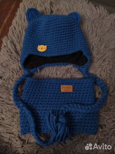 Детская зимняя шапка 44-46 + снуд. Новое