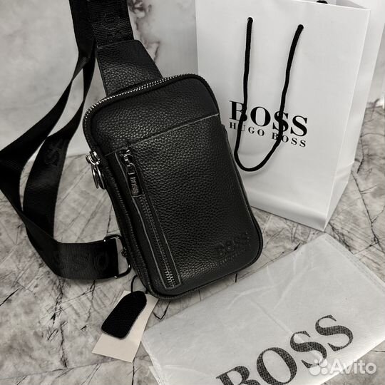 Сумка Hugo Boss кожаная мужская