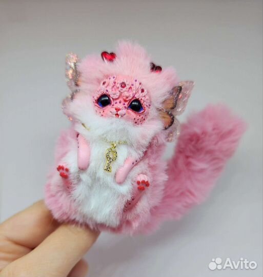 Мягкая игрушка кот розовый