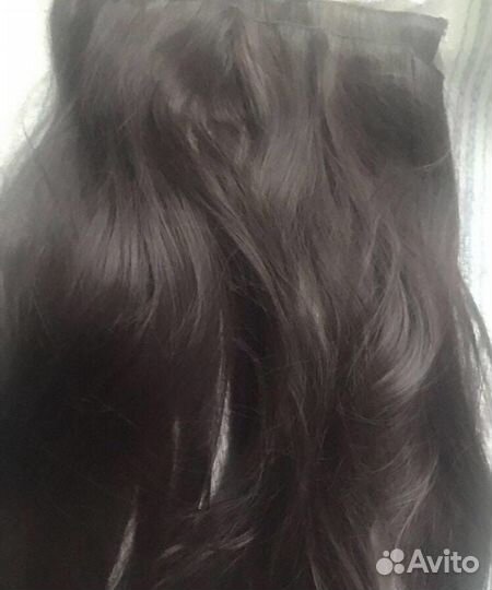 Термо волосы на заколках брюнет