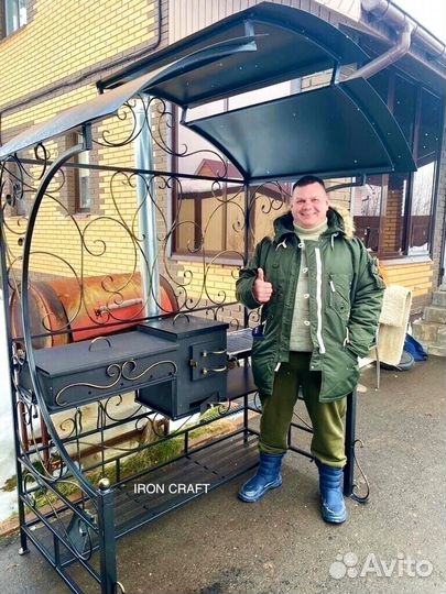 Мангал с печкой под казан