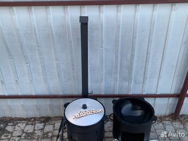 Казан с печкой 12л с трубой дверкой и заслонкой